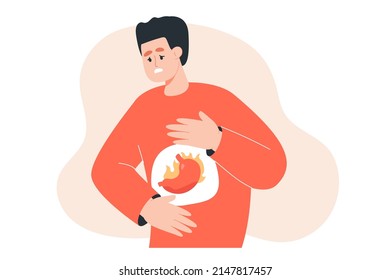 Man Having Heartburn Flat Vector Illustration Stock Vector (Royalty ...