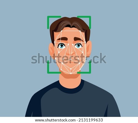 
Man Having his Face Scanned with Facial Recognition Ai Technology. High tech authentication system for personal protection with artificial intelligence and biometric data
