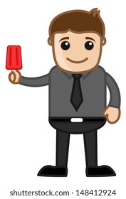 Man Having Ice Cream - Cartoon Business Vector Character