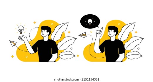 a man having idea modern flat illustration