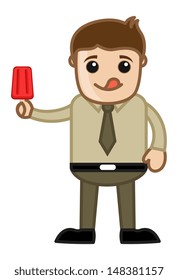 Man Having Lolly Ice-cream - Cartoon Business Vector Character