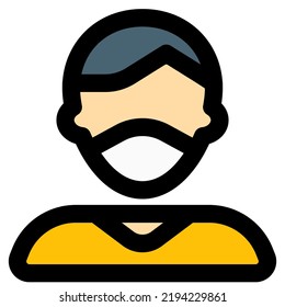 Man having mask on with side parted hairstyle.