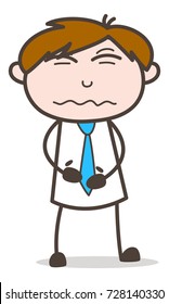Man Having Pain in Stomach Vector Illustration