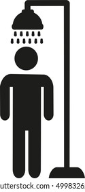 Man having a shower pictogram