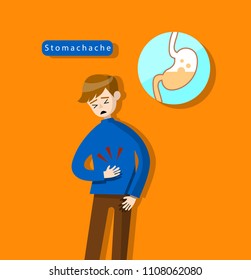 A man having a stomach ache. Concept with Healthcare And Medicine, illustration vector.