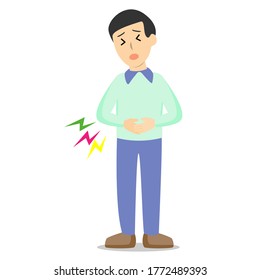 A man having stomachache. Suffering from stomach pain vector
