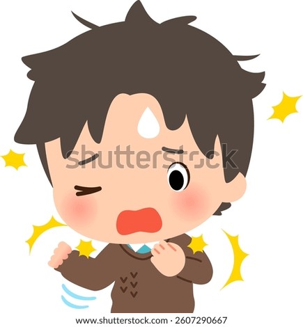 Man having trouble with static electricity when wearing a sweater