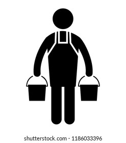 A man having two water buckets in both hands depicting mopping man 