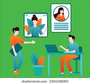 man having a video conference with his business team online 