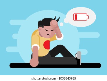 The man, He feel boring and fail in life. Flat illustration.