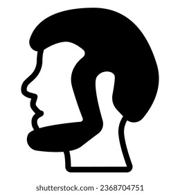 Man head, beard and stubble solid icon, hairdresser salon concept, beared man vector sign on white background, head glyph style for mobile concept and web design. Vector graphics