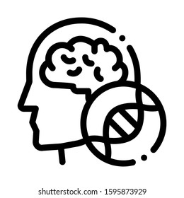 Man Head Brain Molecule Icon Vector. Outline Man Head Brain Molecule Sign. Isolated Contour Symbol Illustration