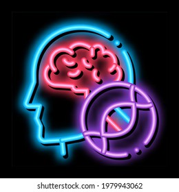 Man Head Brain Molecule neon light sign vector. Glowing bright icon Man Head Brain Molecule sign. transparent symbol illustration