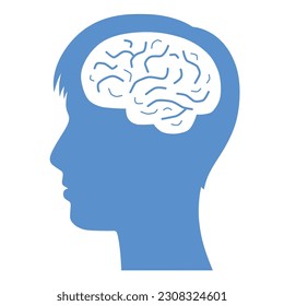 Cabeza de hombre con icono de silueta cerebral