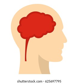 Man head brain silhouette icon. Flat illustration of man head brain silhouette icon vector isolated on white background