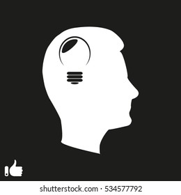 man, head, bulb icon, vector illustration EPS 10