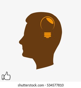 man, head, bulb icon, vector illustration EPS 10