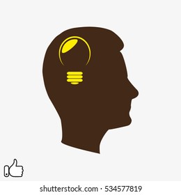 man, head, bulb icon, vector illustration EPS 10