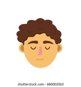 man head with closed eyes and hairstyle