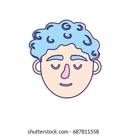 man head with closed eyes and hairstyle