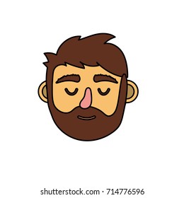 man head with closed eyes and hairstyle