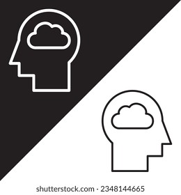 Man Head in cloud icon. Man head and cloud vector icon from Artificial Intelligence collection. Outline style Man head with cloud icon.