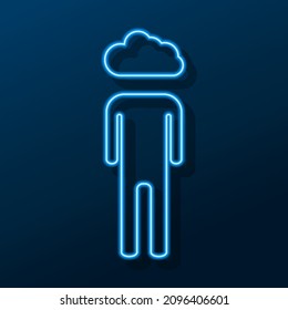 man head cloud neon sign, modern glowing banner design, colorful modern design trend. Vector illustration.