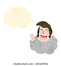 caricatura de hombre con cabeza en nubes