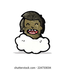 man with head in clouds cartoon