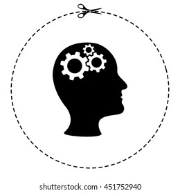man head with cogwheel gears vector icon