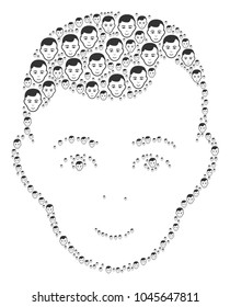 Man Head composition designed in the collection of man head icons. Vector iconized composition created from simple pictograms.