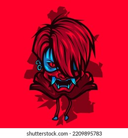 Man Head Cyberpunk Logo Vektorgrafik bunt Design Illustration.