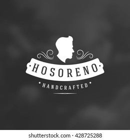 Man Head Design Element in Vintage Style for Barber Shop Salon Logo or Label Retro vector illustration. Men Head and Hairstyle Silhouette.