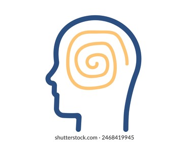 Man head dizzy symbol representing mental health issue