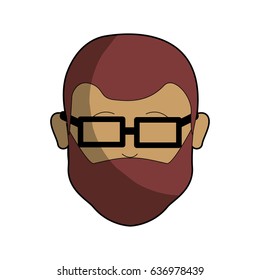 man head and face with beard and glasses