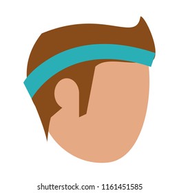 Man head faceless with sport headband