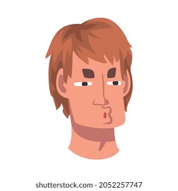 Man Head with Facial Grimace or Expression Vector Illustration