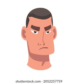 Man Head with Frown as Facial Expression Vector Illustration