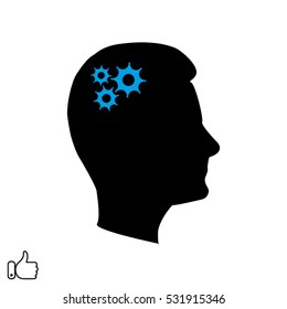 man, head, gear, icon, vector illustration EPS 10