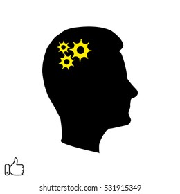 man, head, gear, icon, vector illustration EPS 10