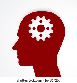 Man head with gears  Human head thinking. Vector. 