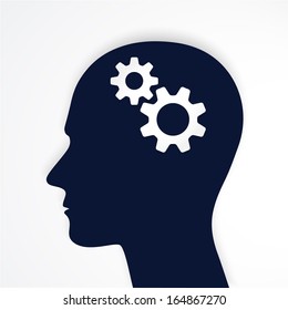 Man head with gears  Human head thinking. Vector. 