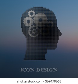 Man head with gears Human head thinking. Vector Illustration.