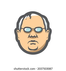 Man head in glasses Vector icon Cartoon illustration.