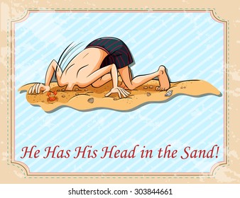 Man head in the ground  illustration