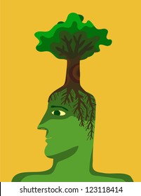 man with head growing in head