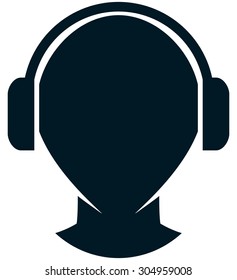 Man head in headphones vector icon isolated