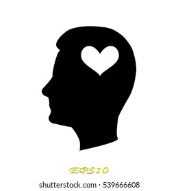 man, head, heart, icon, vector illustration EPS 10