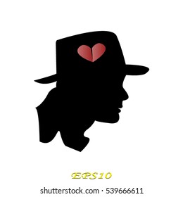 man, head, heart, icon, vector illustration EPS 10