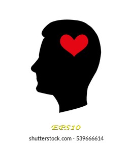 man, head, heart, icon, vector illustration EPS 10